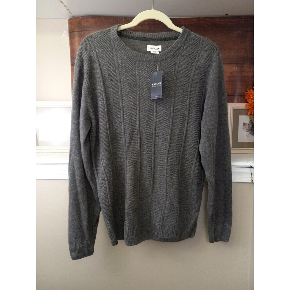 Haggar Stone Grey Long‎ Sleeve Crew Neck Sweater Size M